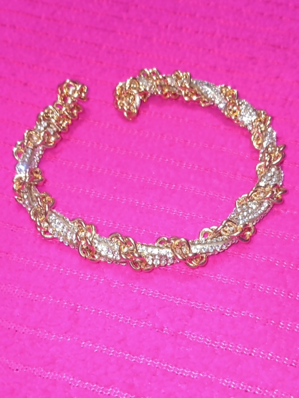 Twisted Crystal and Chain Link Flexible Wrap Bracelet - Women Jewelry